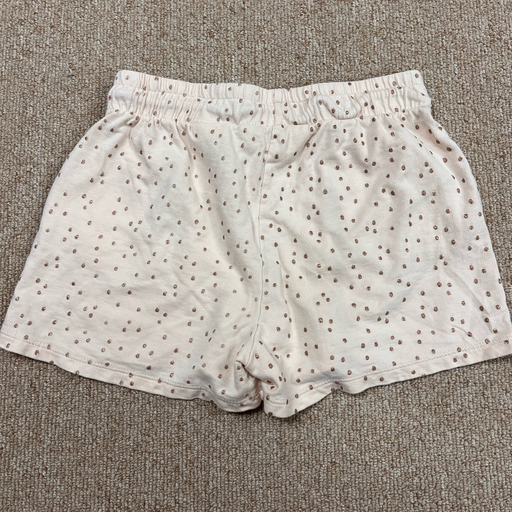 H&M Kids Sweatshorts Girls Size 10 Light Beige with Heart Print Cotton Shorts
